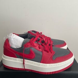 Wmns Air Jordan 1 Low Elevate Red and Gray Sneakers Classic Design